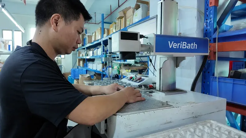 Laser marking station on the workshop floor